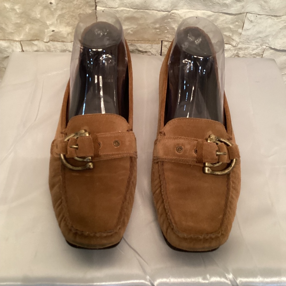 Stuart Weitzman Buckle Suede Loafers